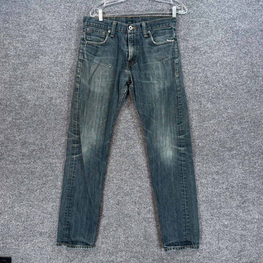 Levis 521 Slim Taper Jeans Mens 30 Blue Denim Cotton Classic Casual Whiskered